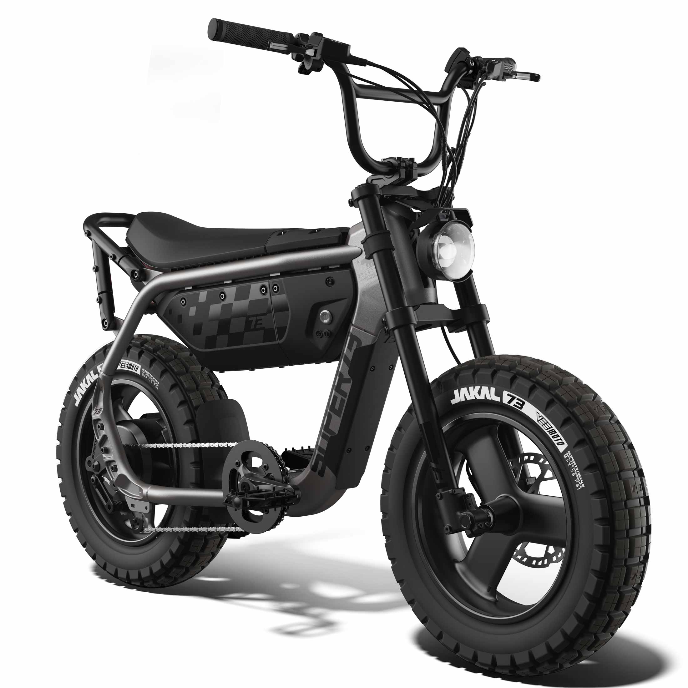 Front view of the SUPER73-MZFT ebike in Titanium Ore