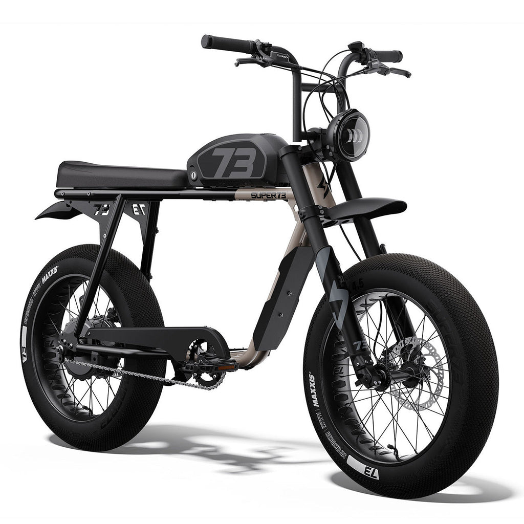 Front view of the SUPER73-S2 SE ebike in Sandstorm