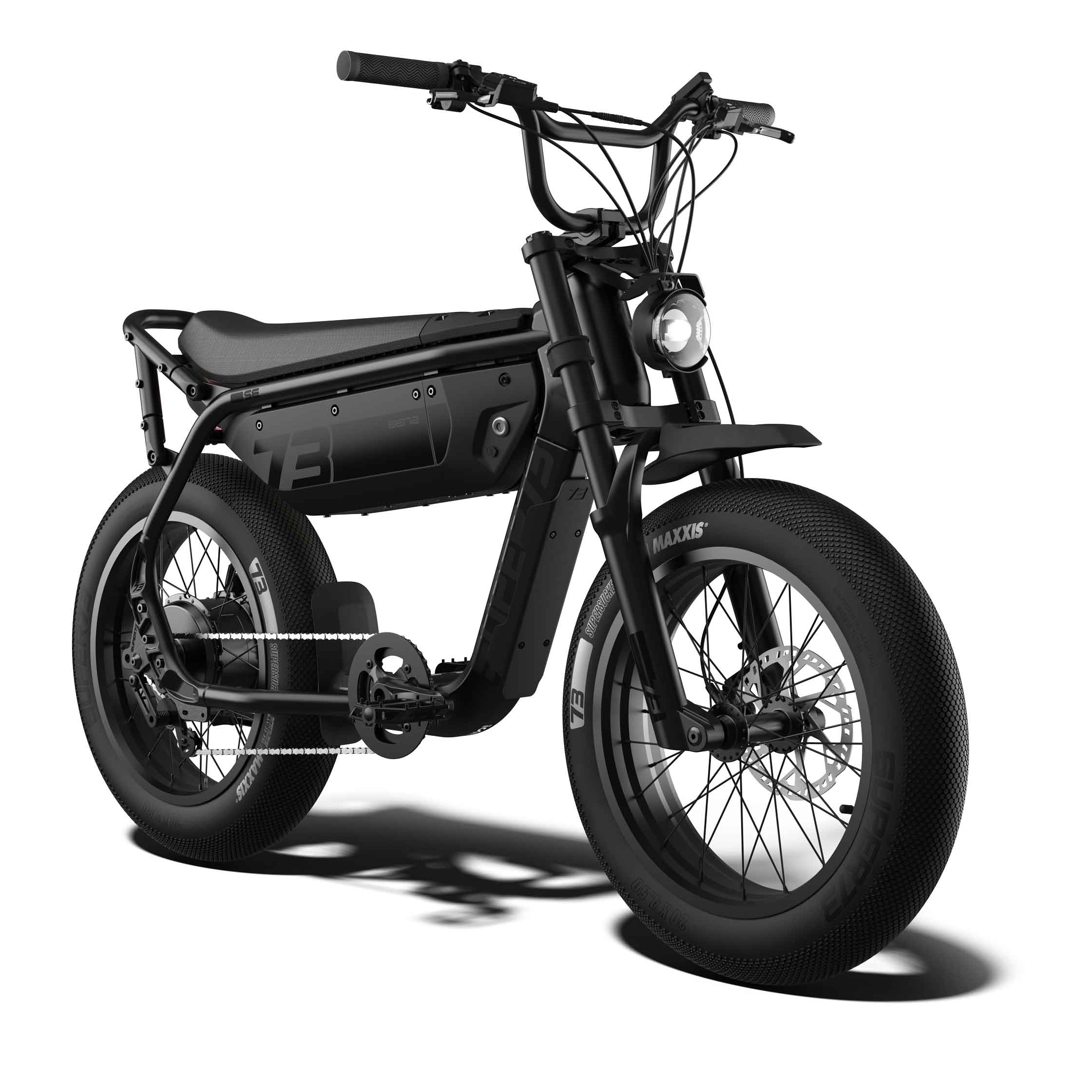 Front view of the SUPER73-M1D SE ebike in Blackout